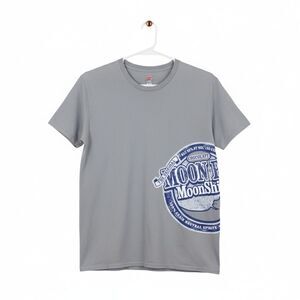 Moon Pie Moonshine T-Shirt XL Hanes Gray Graphic Tee "With A Kick" Whiskey Drink